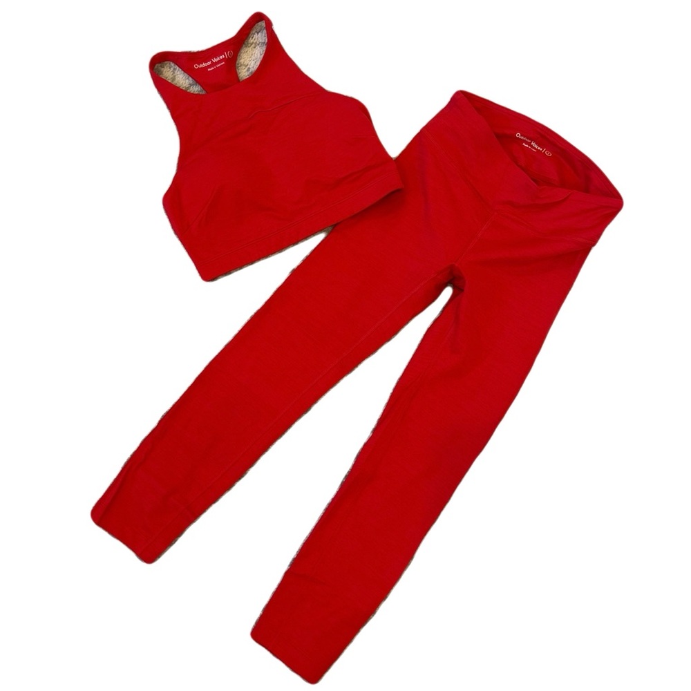 Outdoor Voices Crop Top and Leggings Radiantly Red size small